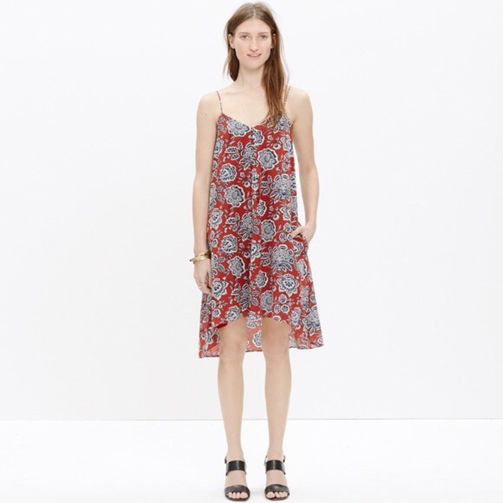 Madewell Silk Trapeze Spaghetti Strap Mini Dress